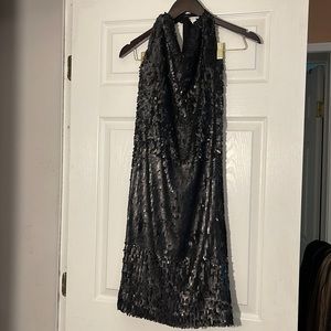 Halston heritage black matte sequin brand new dress